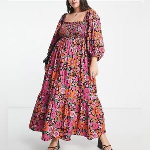 Reclaimed Vintage inspired balloon sleeve maxi dress Plus Size 24